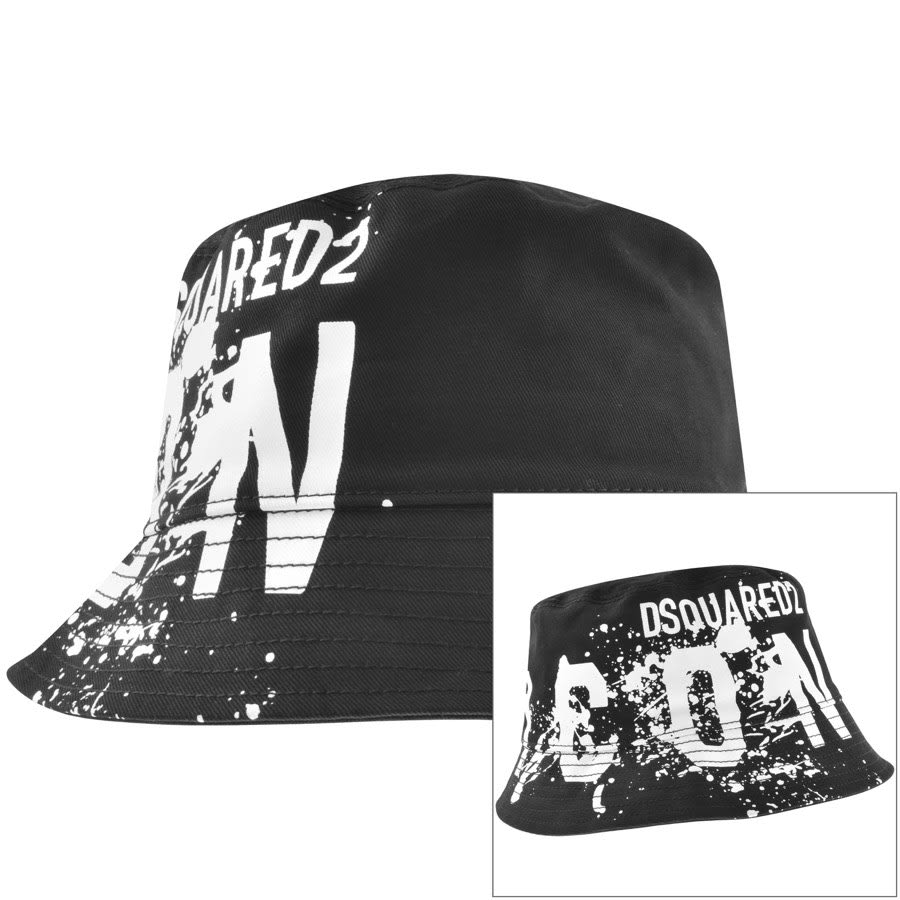 DSQUARED2 Icon Splash Bucket Hat Black | Mainline Menswear gb